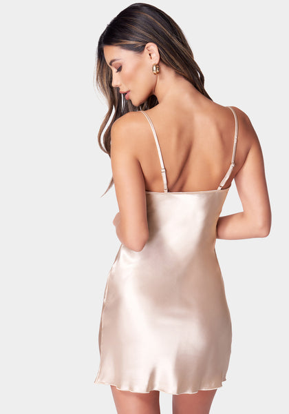 Buy Missguided Strappy Satin Cowl Mini Dress - Champagne
