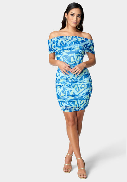 Printed Ruffle Sleeve Scuba Dress