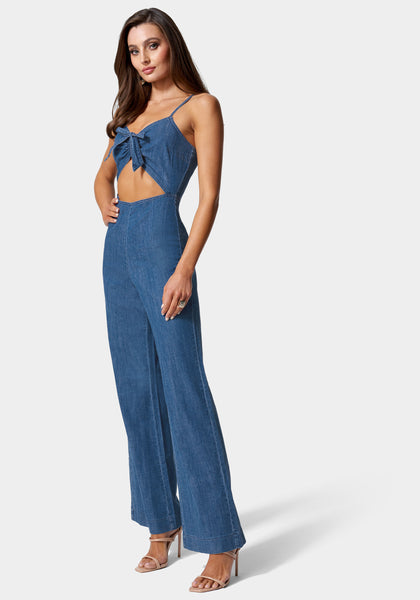 Denim Corset Top Skinny Leg Jumpsuit