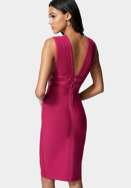 Plunge Neck Bandage Dress | bebe