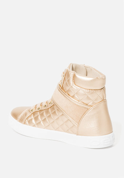 Dianica Quilted High Top Sneakers - ROSE GOLD