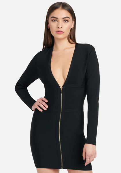 Classic Black Long Sleeve Brooke Bandage Dress