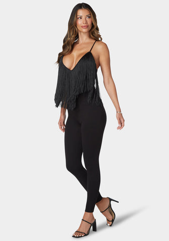 Bebe Festival Fringe - Trim hot jumpsuit creat a sleek silhouette in this irresisti