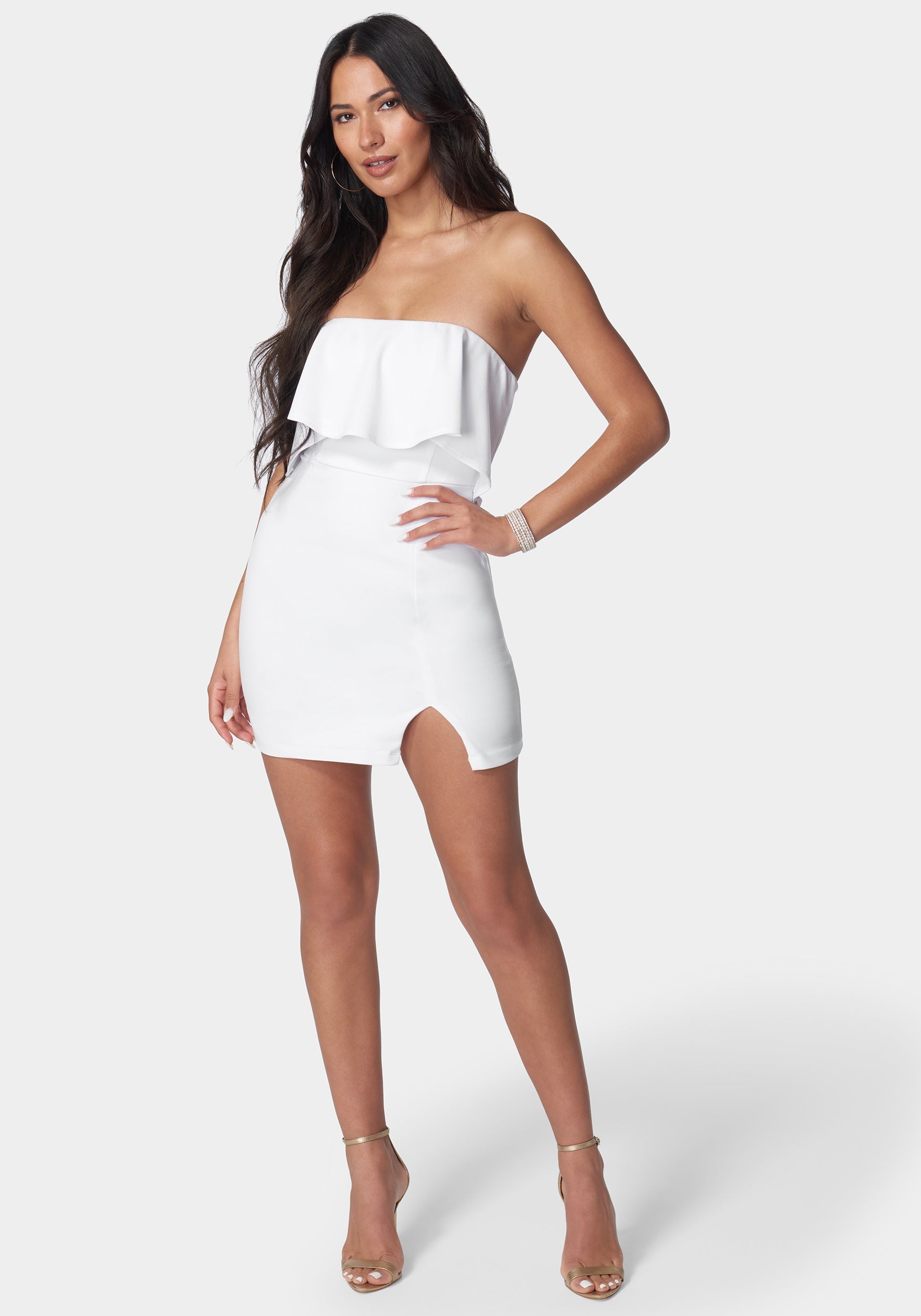 Bebe White Peplum Dress