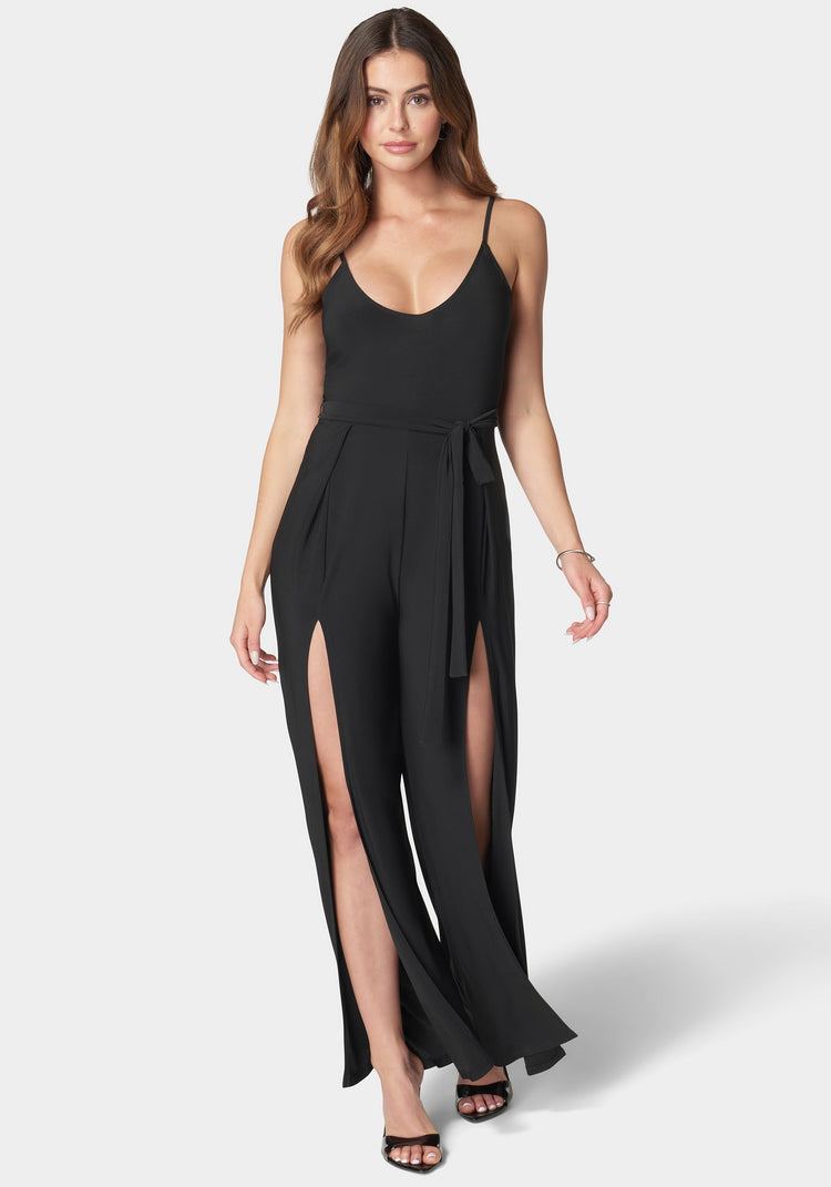 Bebe Women s Open Leg Jumpsuit Black XLarge Black