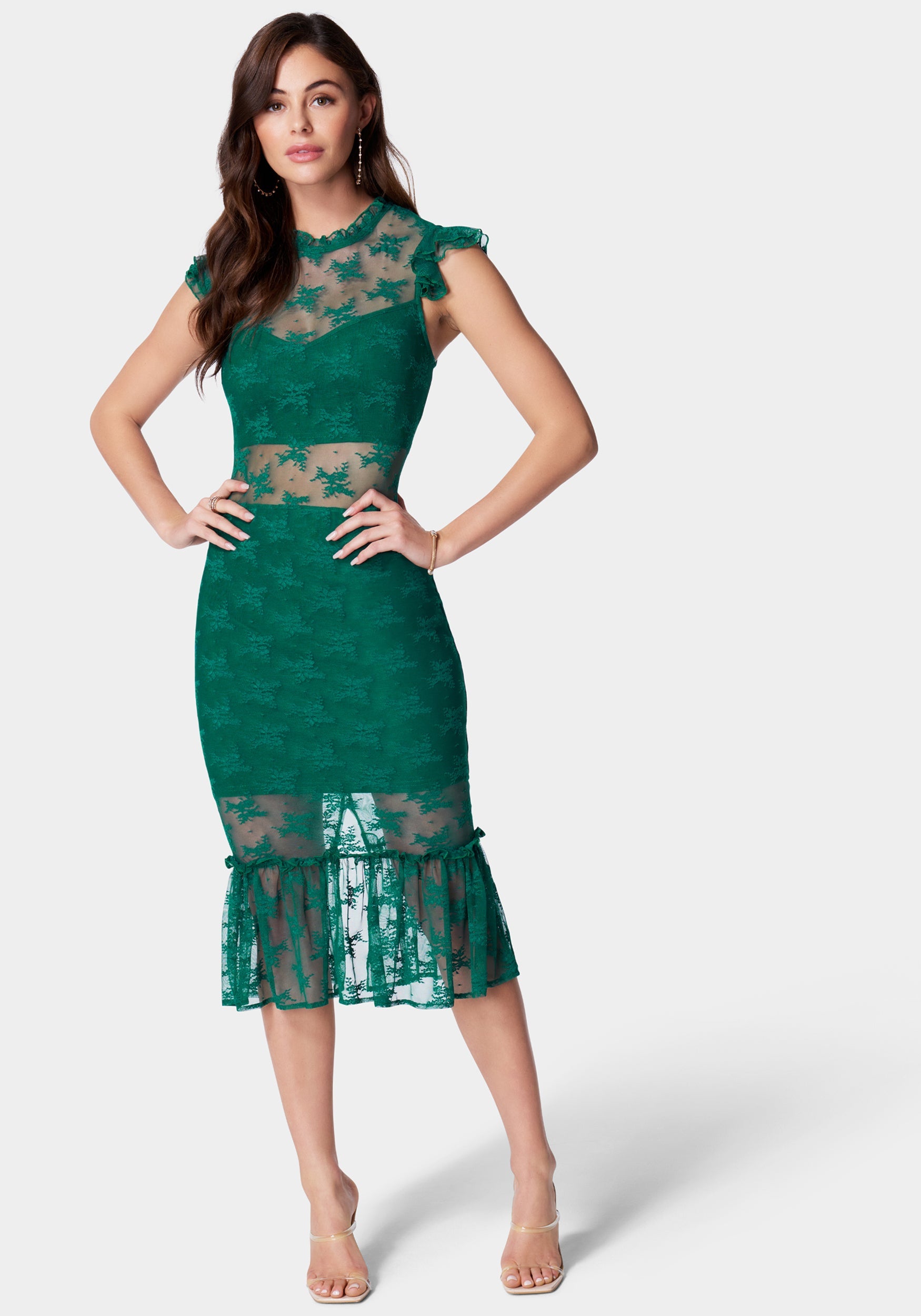 Bebe V Neck Lace Dress