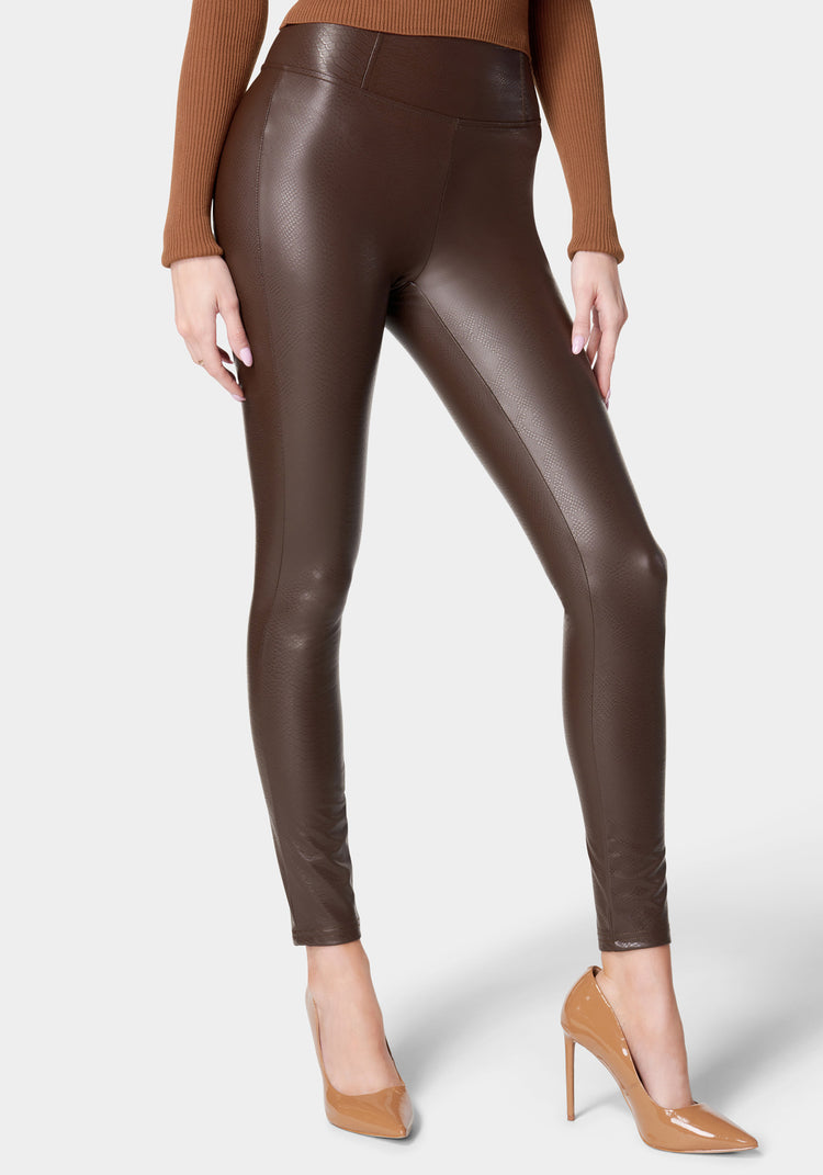 Extro & Vert Tall PU faux leather leggings with seam detail in black | ASOS
