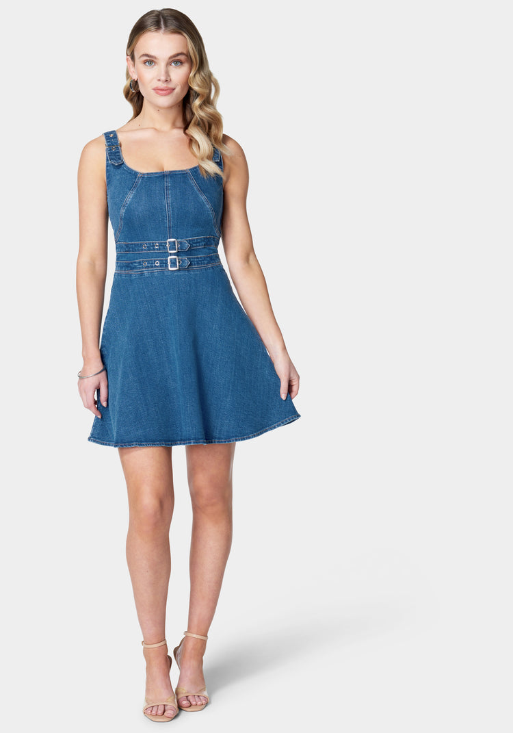 DKNY Colorblock Stretch Blue Crepe Denim Fit & Flare Dress 14 $345 | eBay