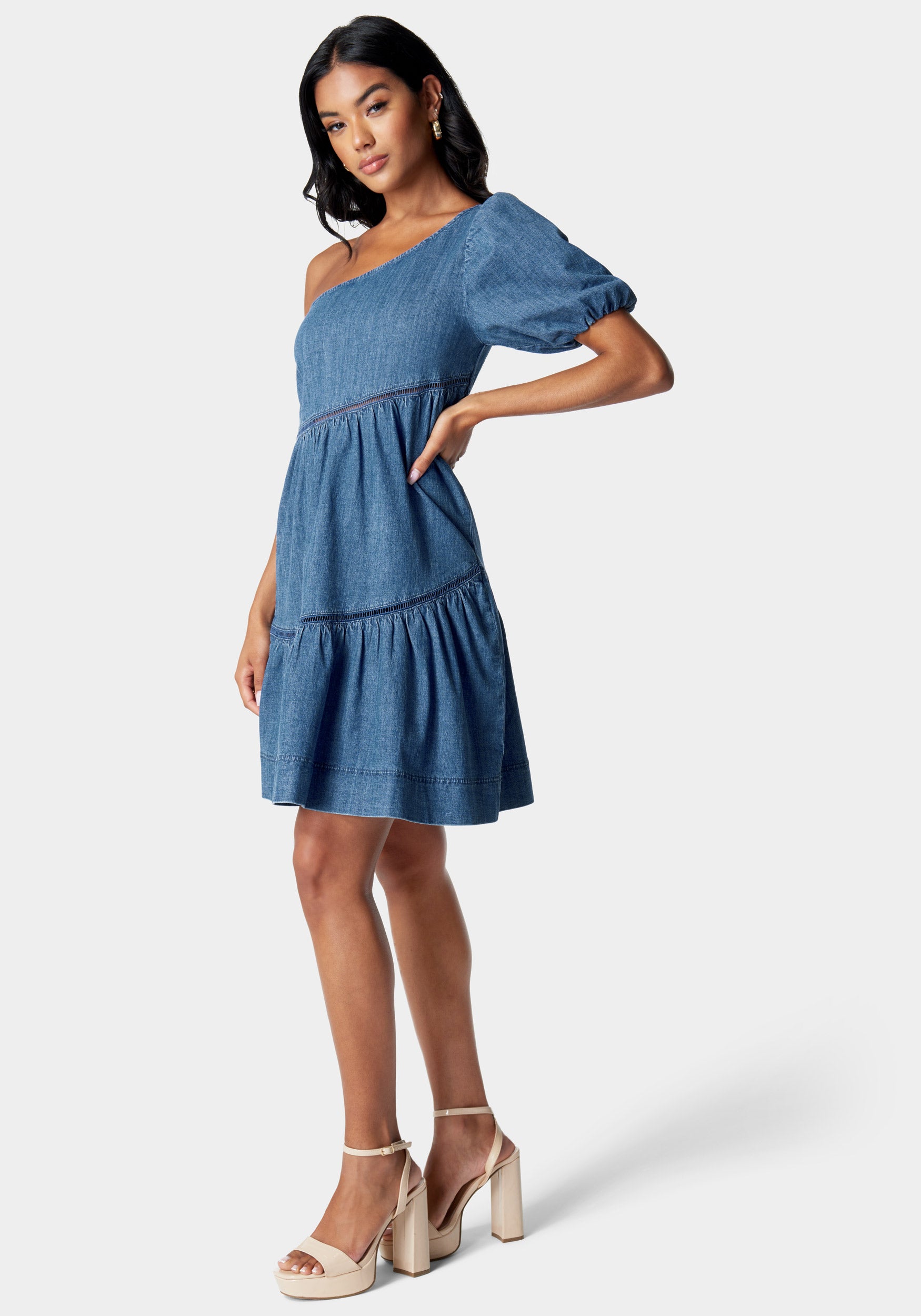 Drop Waist Denim Dress bebe