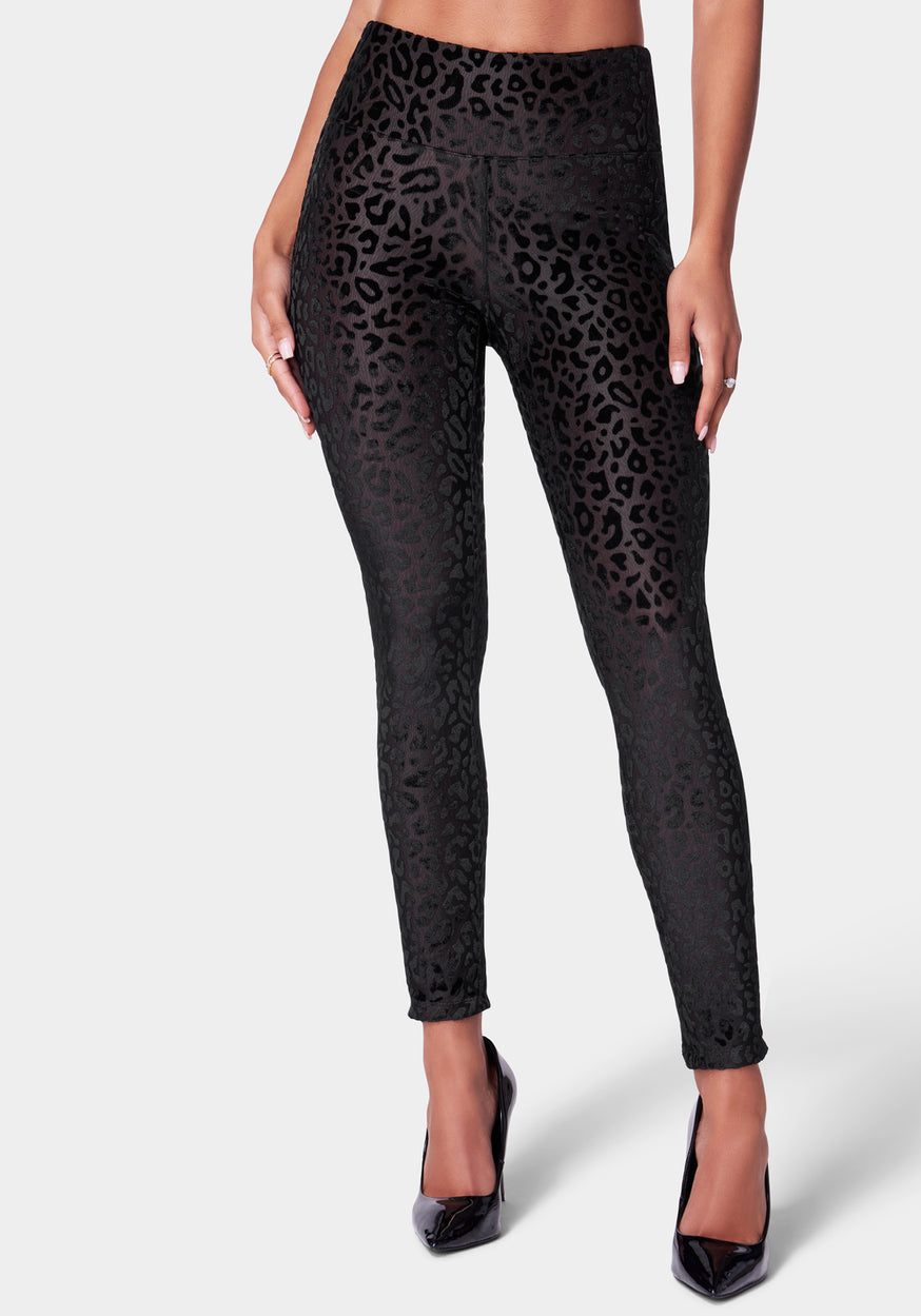 Women's Leopard Pattern Stitching Elastic High Waist Sports Yoga Pants  Leggings
