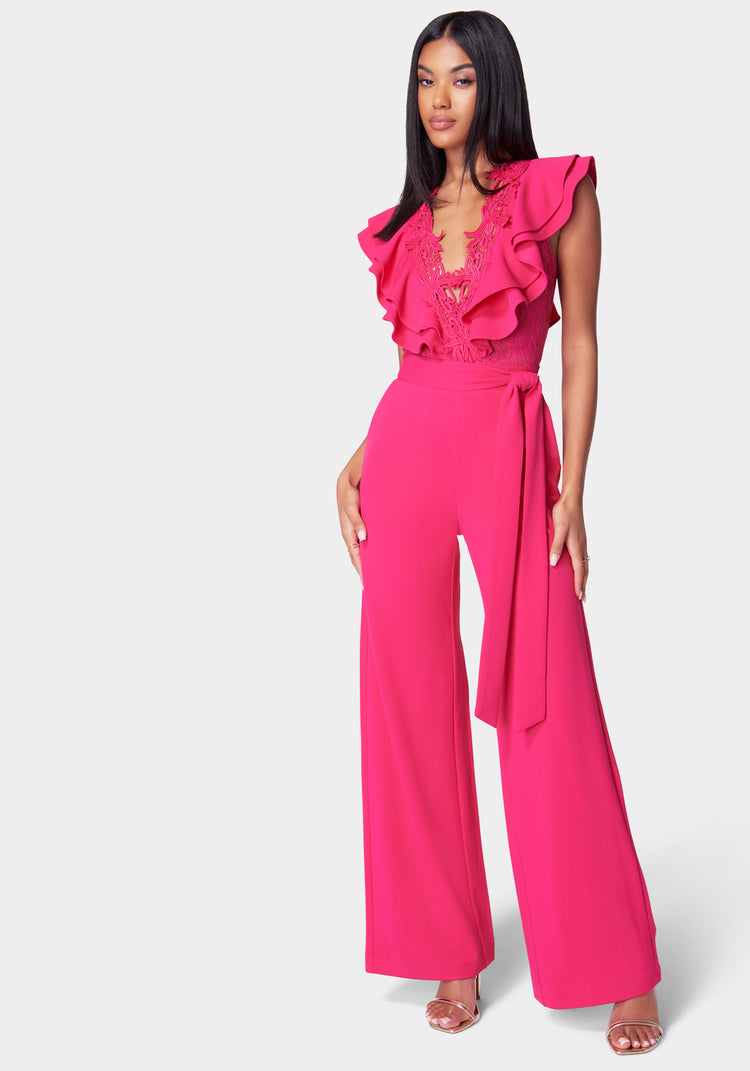 Pink Halter Wrap Top And Palazzo Satin Pants Set - S / Pink