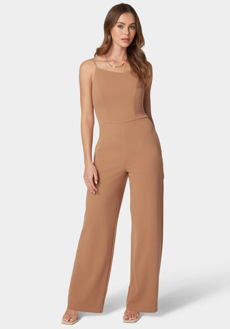 Bebe one shoulder jumpsuit on sale