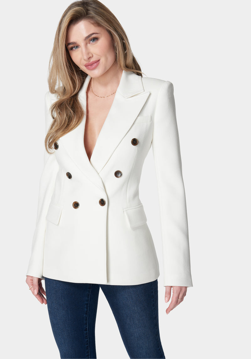 Double Breast Tailored Shoulder Jacket | bebe