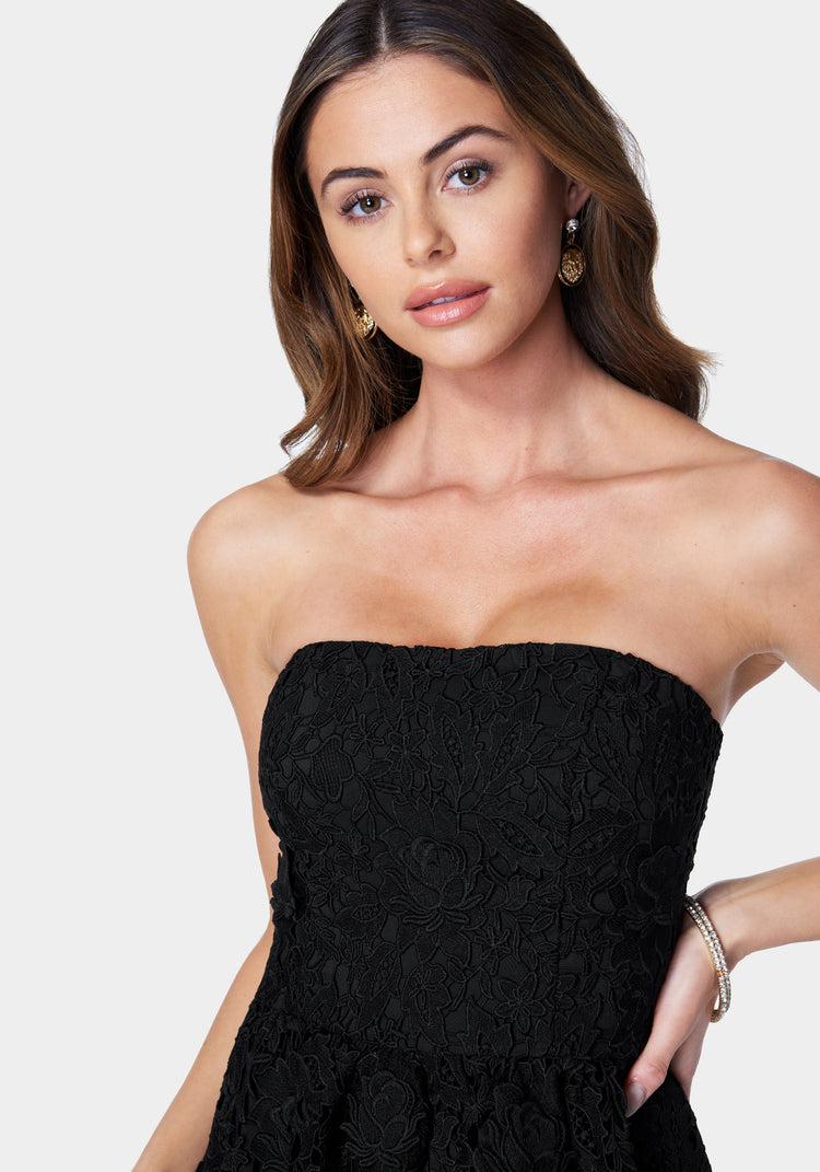 Black Lace Tube Top Dress