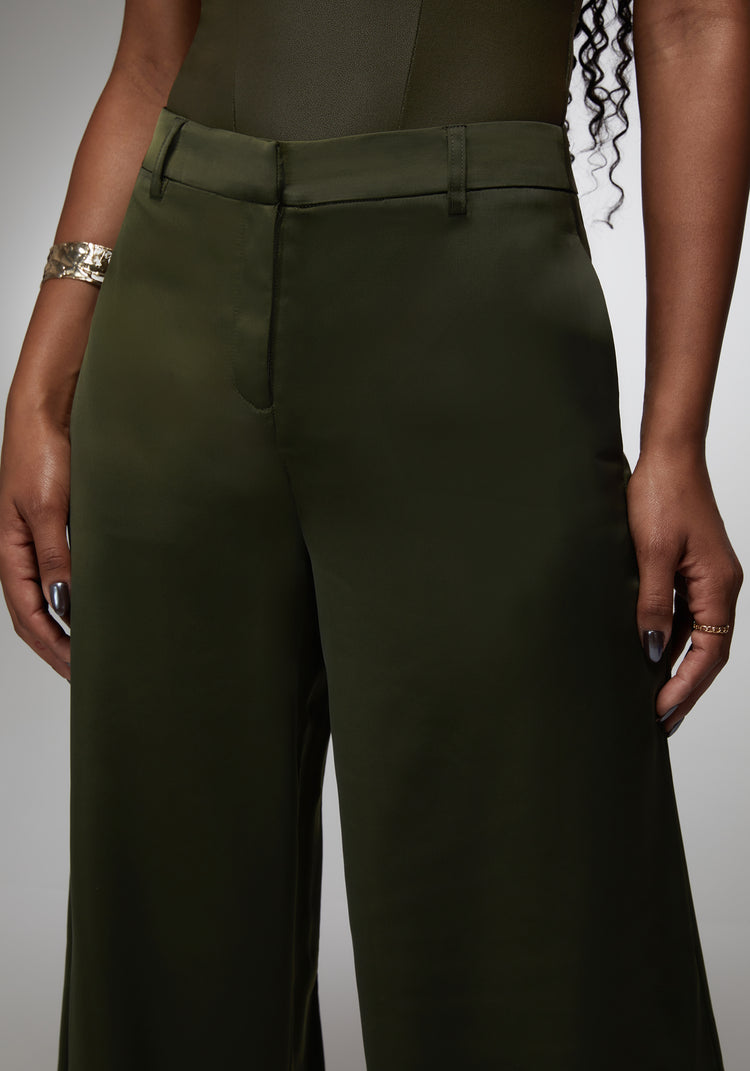 High Waist Satin Ultra Wide Leg Pant