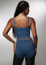 Zip Front Denim Bustier