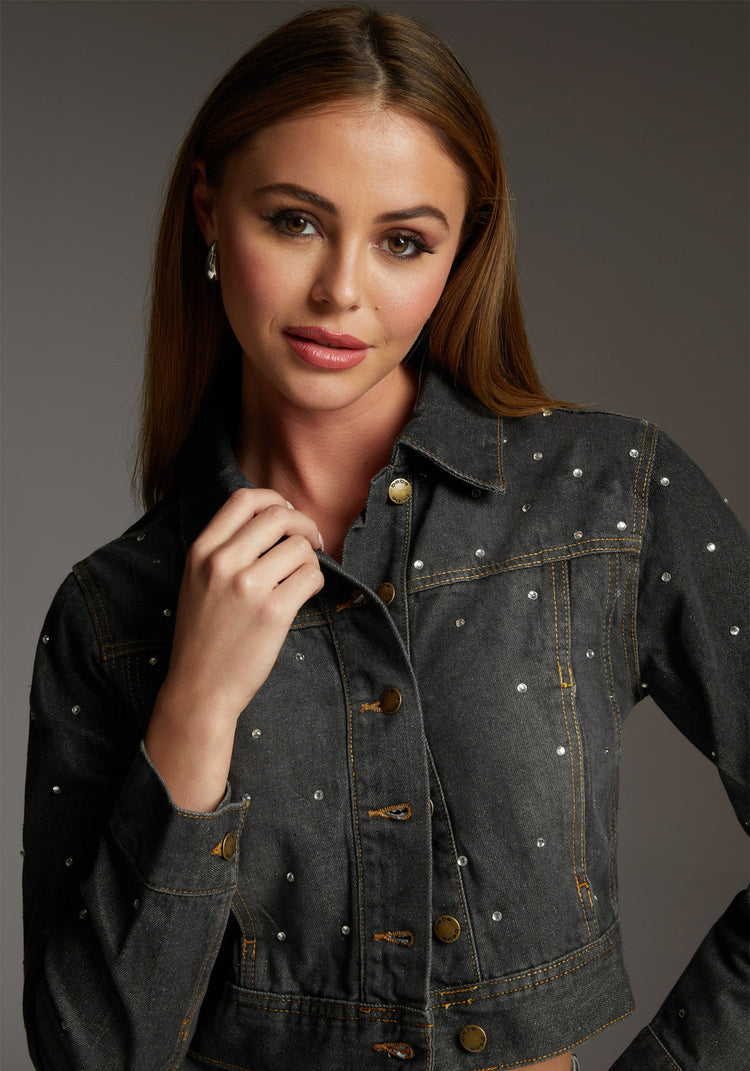 Denim Jacket With Rhinestones