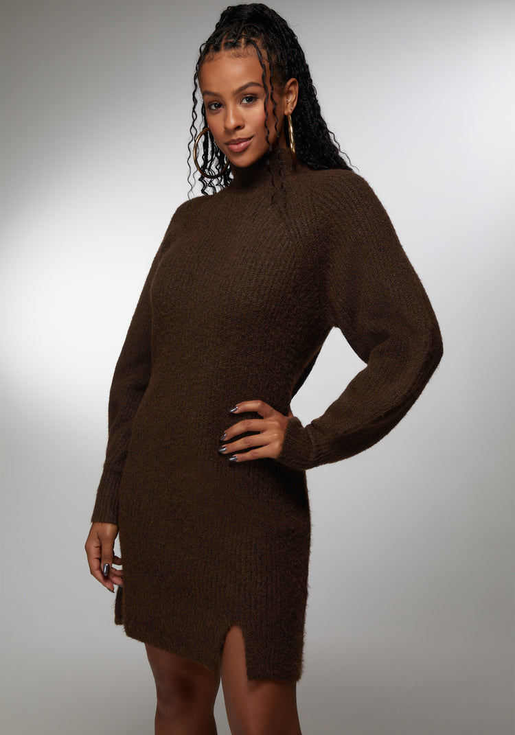 Bebe Women s Oversized Sweater Dress Size XXS in Brown Polyester Elastane