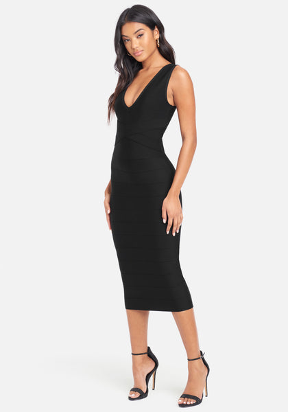 Bandage Midi Dress | bebe