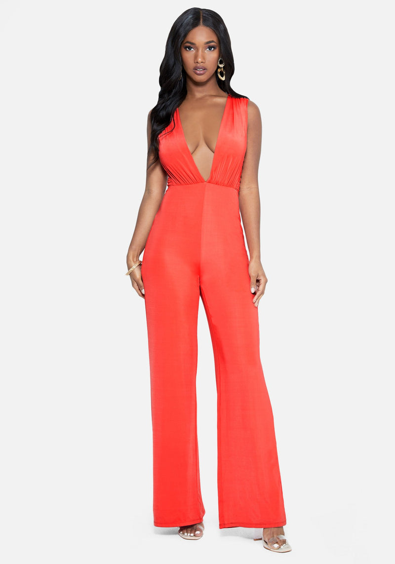 Plunge cheap neck jumpsuit