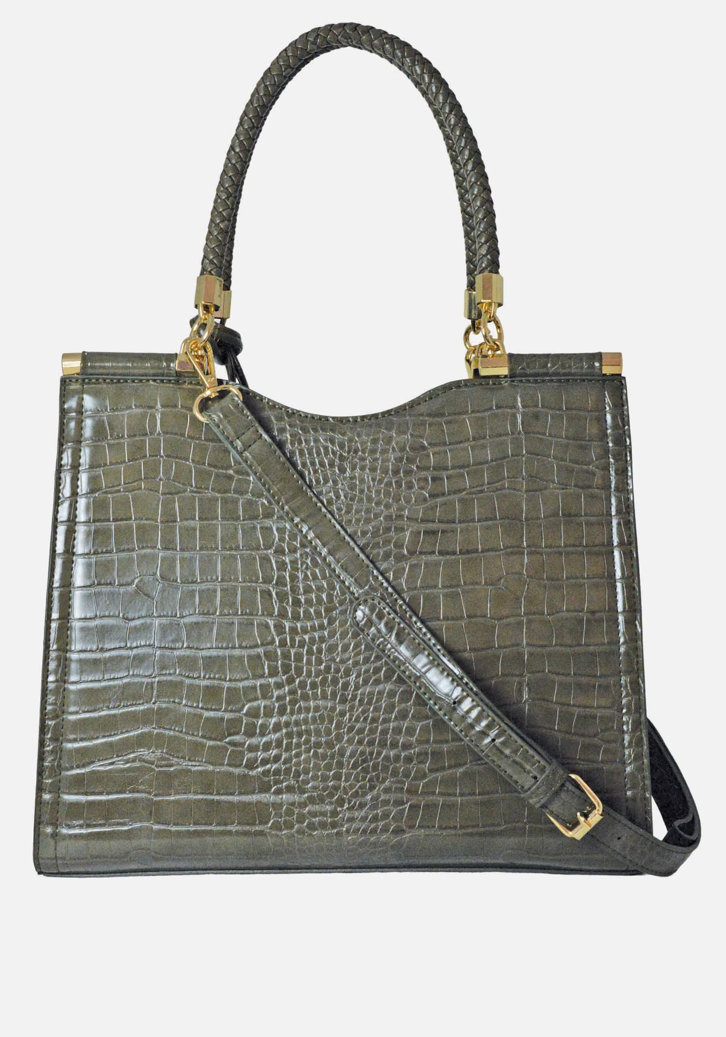 Women's red croc-embossed leather Medium 1440 tote bag