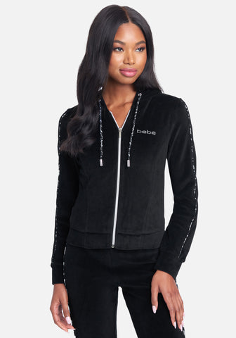 Bebe Logo Velour Zip Up Jacket | bebe