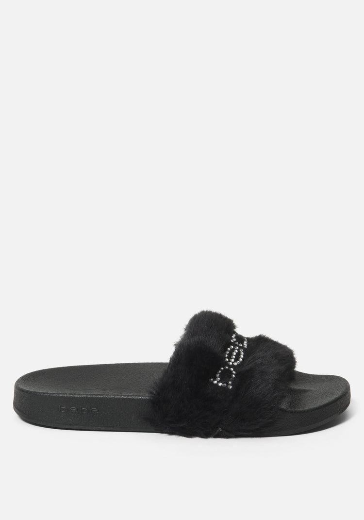 Bebe faux fur discount slides