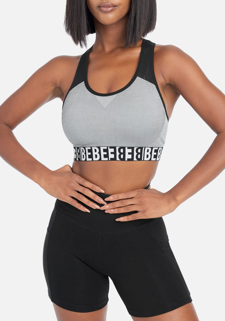 Buy Bebe Sport women brand logo padded sports bra black Online