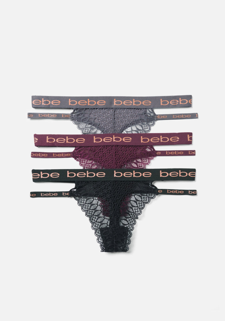 bebe Intimates Women's Thong Panties Size M Sexy Studded Black
