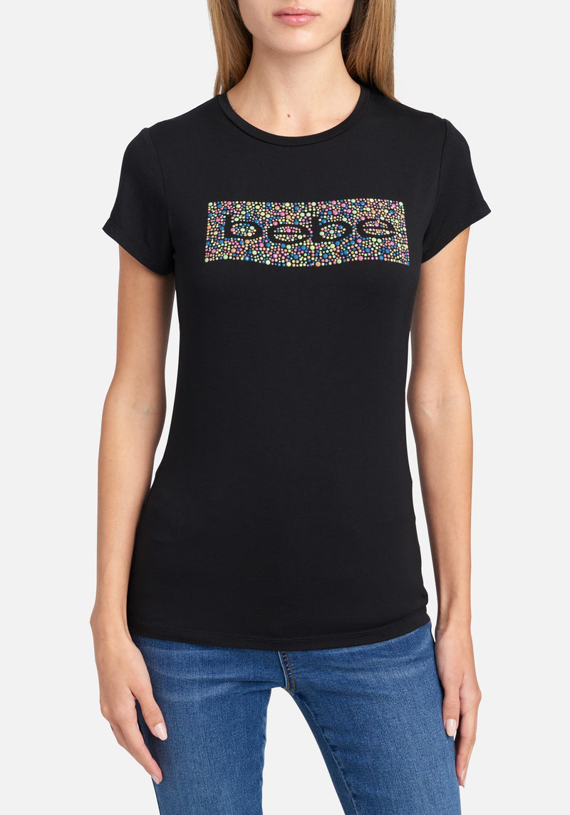 Bebe Logo Multi Neon Stud Tee bebe