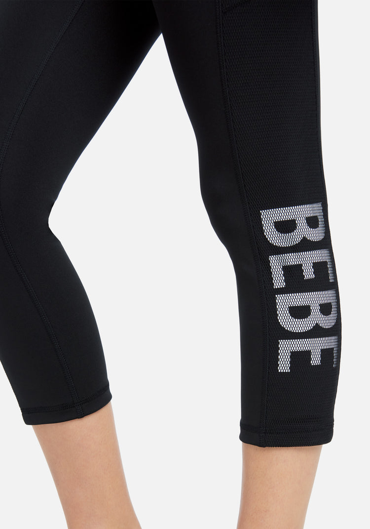 Bebe Sport Black Logo Rainbow Capri Athletic Leggings Small