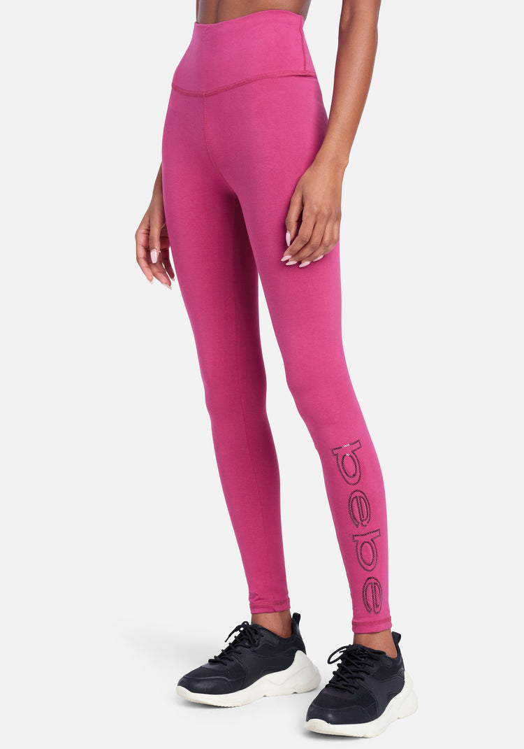 Neon Hot Pink PINK Logo Stripe Yoga Leggings