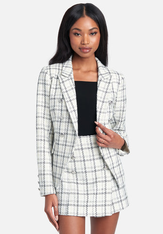 Window Pane Boucle Double Breasted Tailored Jacket | bebe