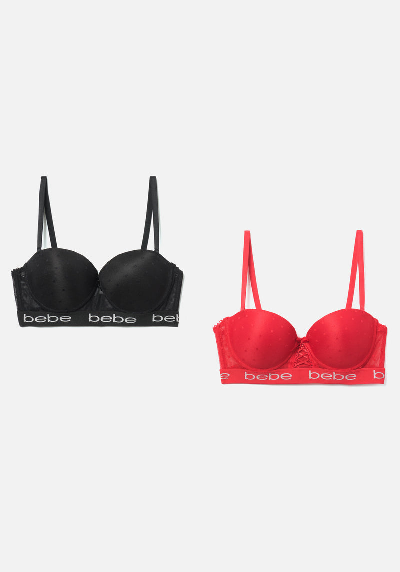 Buy Bebe women 2 packs tag free seamless bras orange black Online
