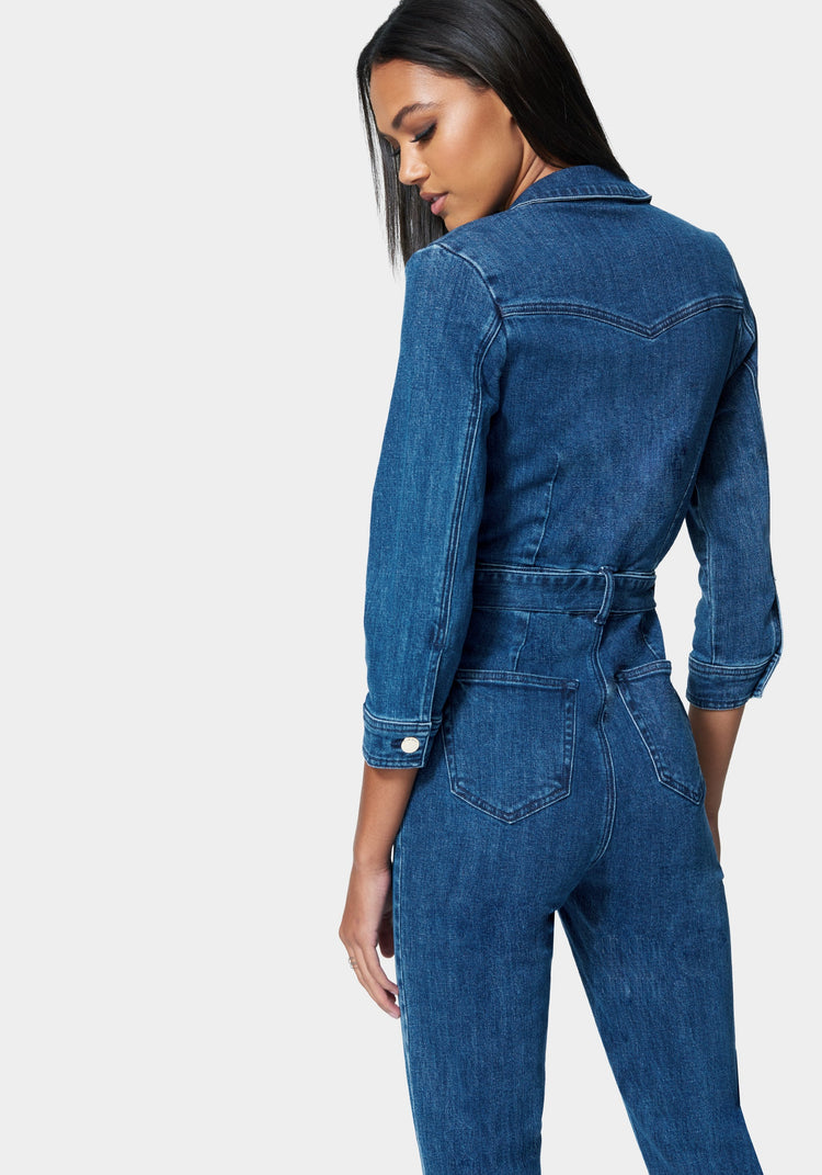 Plus Size Wrap Denim Jumpsuit Slim Fit Cropped Jean Jumpsuit