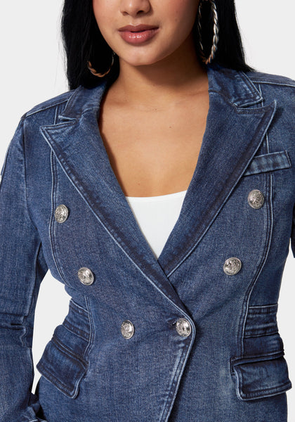 Double breasted fashion jean jacket