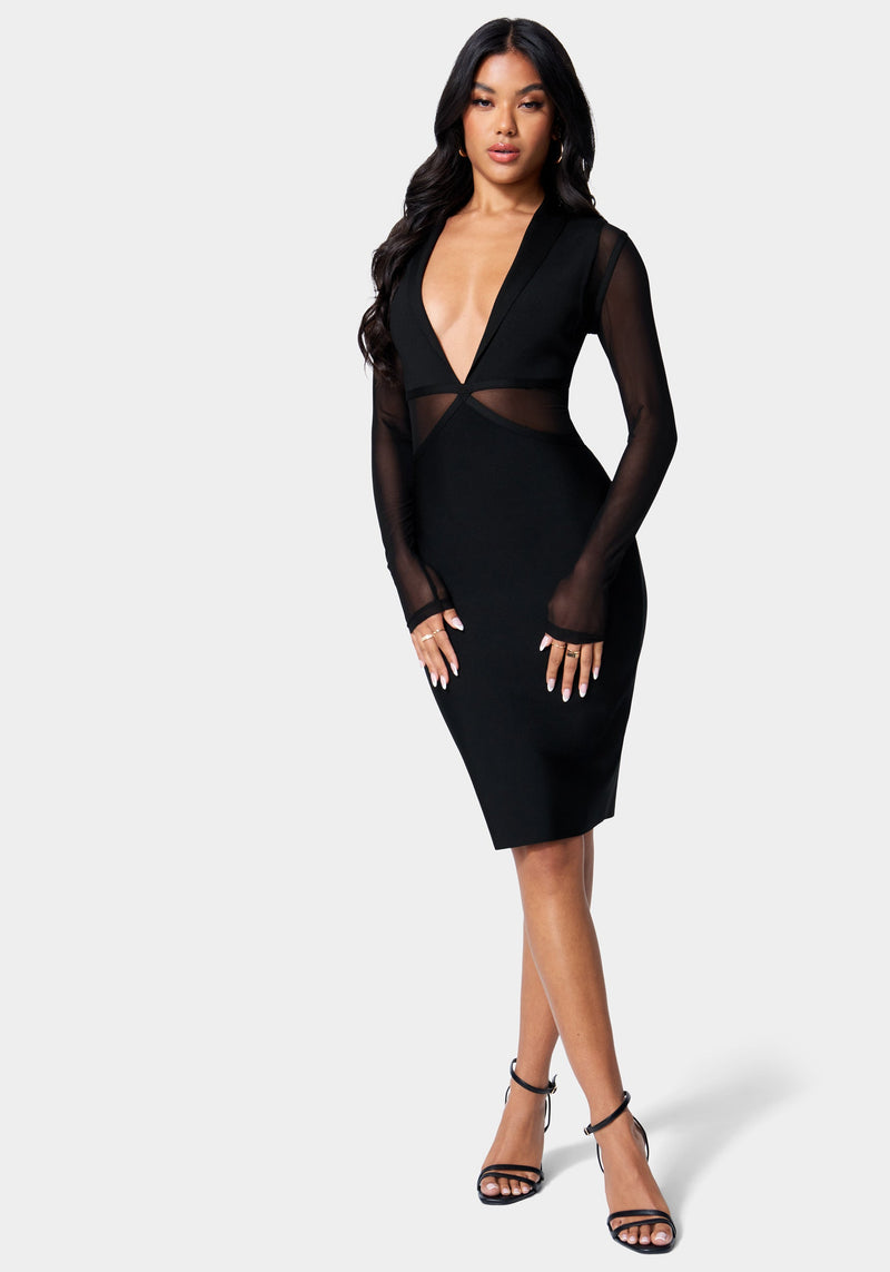 Bandage And Mesh Illusion Dress | bebe