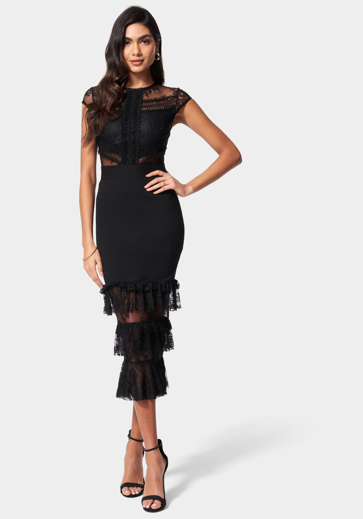 Black Luxe Lace Pencil Dress