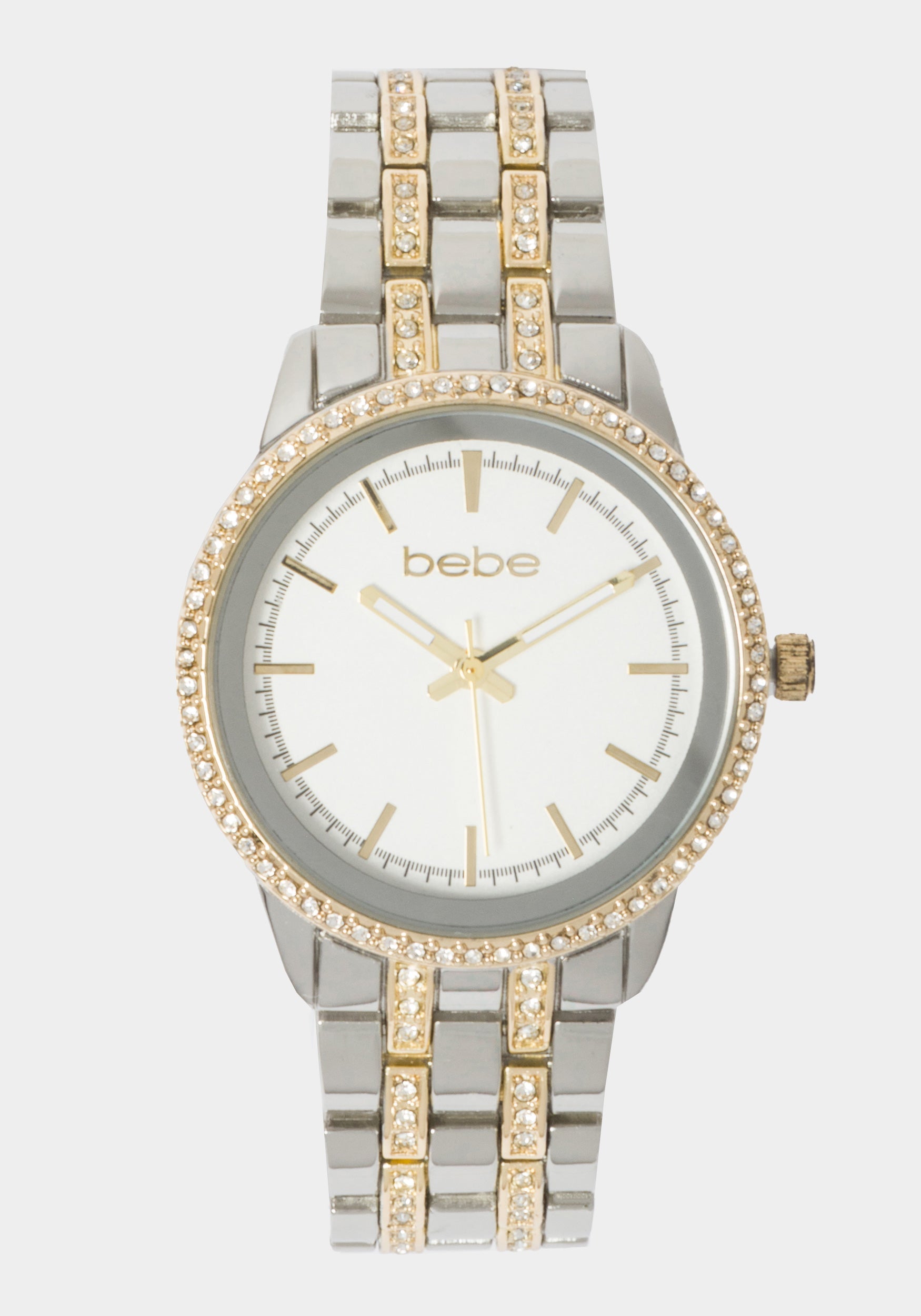 Silver Two Tone Pave Roman Numeral Watch | bebe