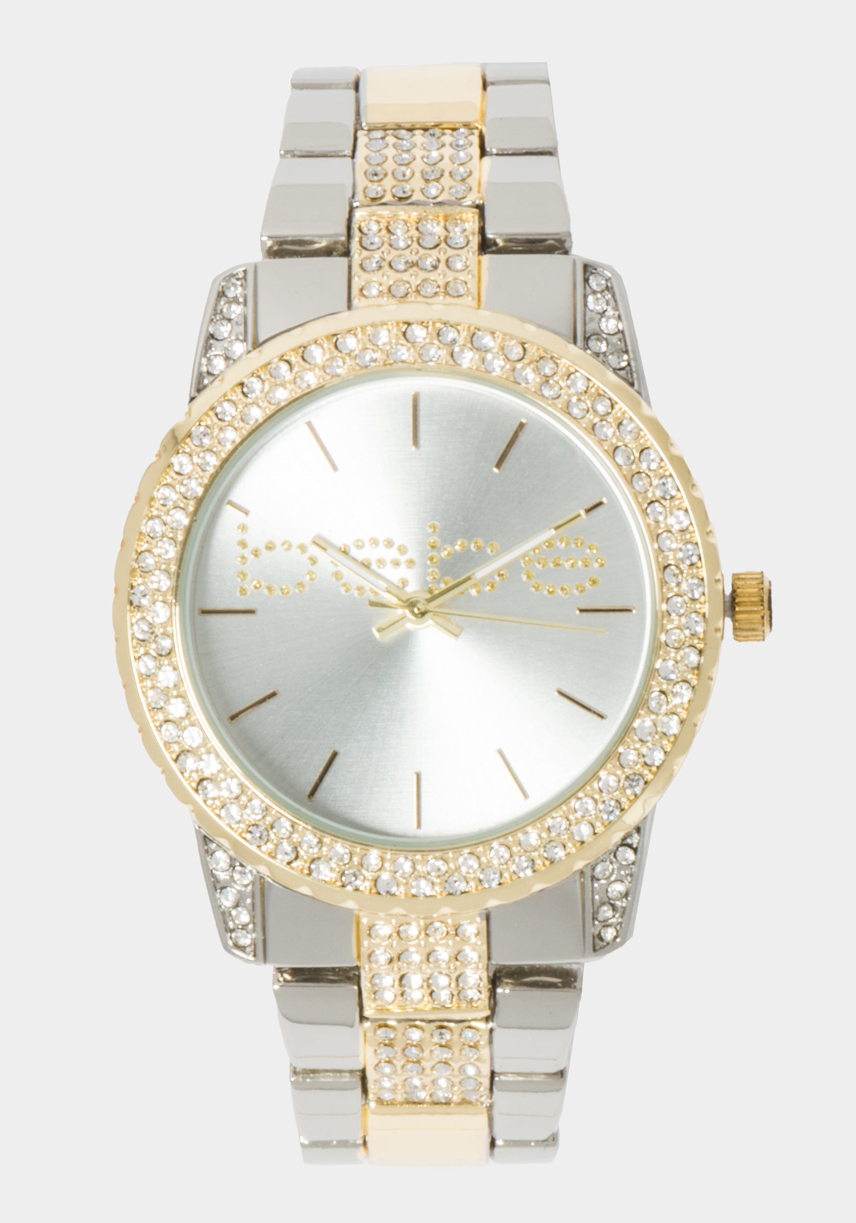 Silver Two Tone Pave Roman Numeral Watch | bebe